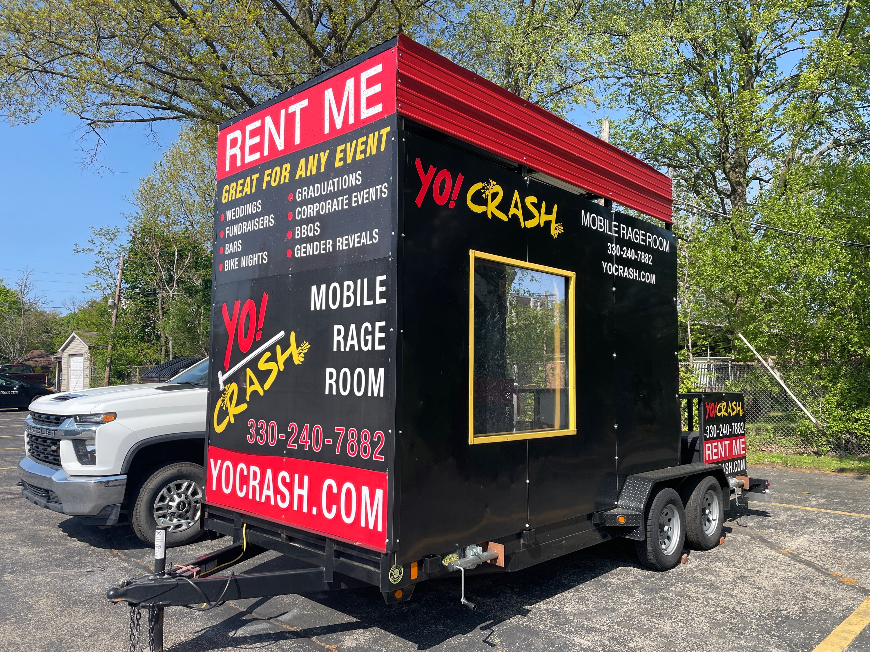 Yo! Crash mobile rage room trailer